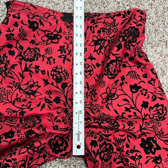 Silkland Pants Womens 10 Red Silk Black Velvet Floral‎ Vtg 90s Ankle Asian Goth - Picture 12 of 14
